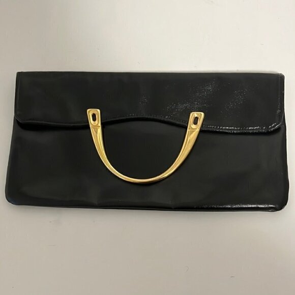 Vintage Cabrelli faux leather clutch bag with gold hardware handle - Picture 1 of 7
